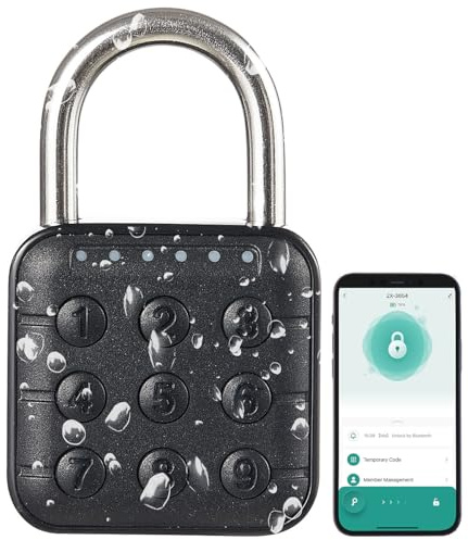 Xcase Schloss, Bluetooth: Smartes Metall-Vorhängeschloss mit Zahlencode & App, Bluetooth 5, IP67 (Vorhängeschloss Zahlenschloss, Vorhänge Schloss, Lock)