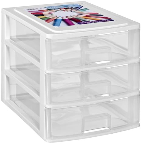 Schubladenbox DIN A4 mit 3 Schubladen 35,5x26,5x26,5cm Kunststoff Tower Box