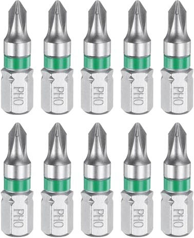 sourcing map 10pcs Phillips Screwdriver Bit PH0 1/4 Hex Shank 25mm/1 Length Magnetic Cross Head Hex Bits S2 Steel Electric Screw Driver Bit