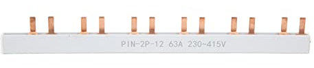 Klanata Pin Type Copper Busbar, 63A 2P 12 Way Conductivity Line for 230-415V Circuit Breaker Distribution Box, Suitable for Electrical Panels