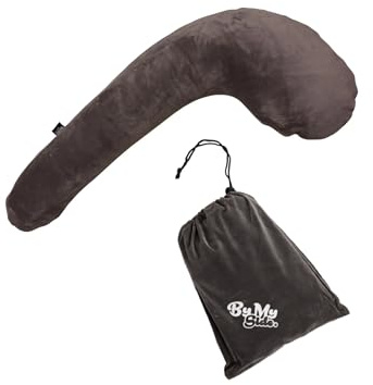 ByMySide Travel Pillow - Aufblasbares Reisekissen mit Bezug für Auto Zug und Bahn (Grey)