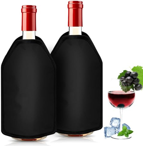 Manguito enfriador de vino, 2 unidades de manguito enfriador de botellas, manguito de enfriamiento para vino, champán, reutilizable, enfriador de botellas al aire libre, ideal para picnic, viajes