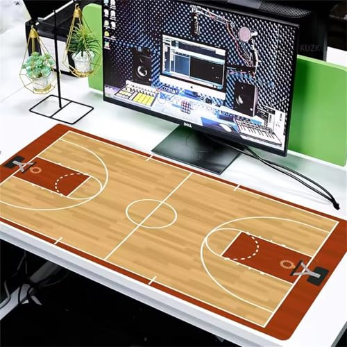 Tapis de Souris Gaming XXL 800x300x3mm Grand Tapis de Souris Gamer sous-Main Bureau Gamer Large Haute précision et Vitesse pour la Maison et Le Bureau (Terrain de Basket)