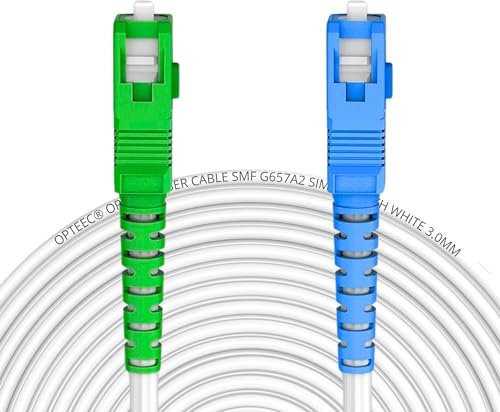 opteec® - Câble Fibre Optique Blindé - 0,5M - FREE Freebox Pop, Pos S, Ultra, Ultra Essentiel, Révolution Light - Rallonge/Jarretière - SC/APC à SC/UPC Renforcé - Garantie 10 Ans - Blanc (0,5M)