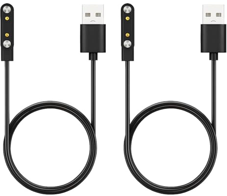 Chargeur Montre pour Xiaomi, Universel Chargeur Montre Connectée 2 Pièces 2 Pin Magnétique Adaptateur Charge Montre Smartwatch Rapide Cable USB Station de Charge (4mm Noir)
