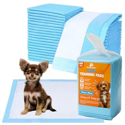 Pawtastic Gear - Welpenunterlagen 35x45 cm, 5-lagige Trainingspads für Hunde 100 Stück, Auslaufsicher und Strapazierfähig mit Schnell Trocknender Oberfläche, PIPI Matten für Hunde, Blau-Weiß