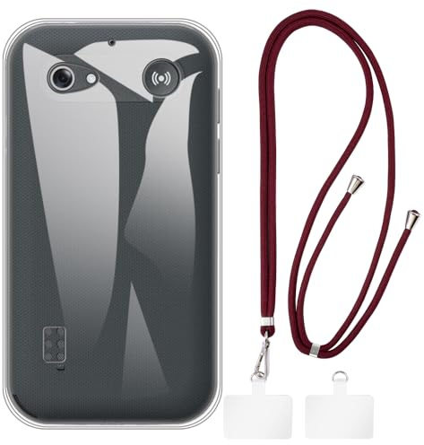 Shantime Case and Lanyard for Doro Leva E10 - Clear+Black | 2.4 Set Including Protective Cover & Detachable Crossbody/Neck Strap with Metal Buckles and 2 Patches