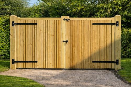 Wooden Driveway Gates closeboard – Heavy Duty Treated Timber Double Gates, Garden & Driveway Entrance, Traditional (180cm High x 270cm Wide x 5cm deep)