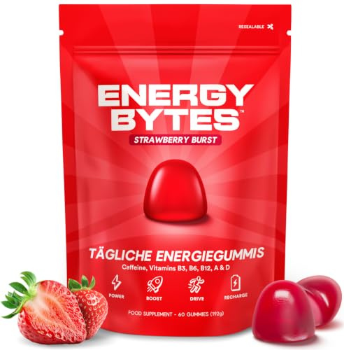Energy Bytes Caffeine Gummies - Fast Acting Energy Focus & Alertness - 60ct