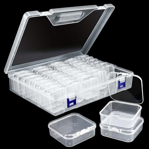 40 Piezas Cajitas Organizadoras Transparente, Cajas Pequeñas de Plastico | Cajitas Pequeñas con Tapa, Caja Organizadora para Guardar Baratijas Joyas Botones Manualidades Abalorios y Pesca