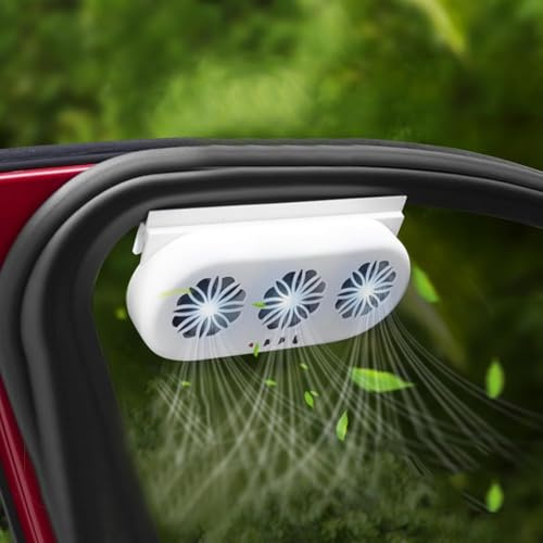 Solar Car Exhaust Fan - Auto Window Ventilation With 3 Air Outlets For Efficient Vehicle Cooling White