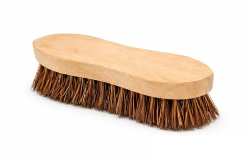 8 Inch Heavy Duty Wooden Scrubbing Brush with Stiff Bristles | Hand Deck Scrub Brush for Patio, Floor, Tile, Concrete, Garage, Outdoor Cleaning | Multipurpose Wood Cleaning Brush for Home & Garden