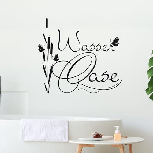 GRAZDesign Wandtattoo Bad Wellnessoase, Wandaufkleber Badezimmer Wand Aufkleber - 63x57cm / 070 schwarz