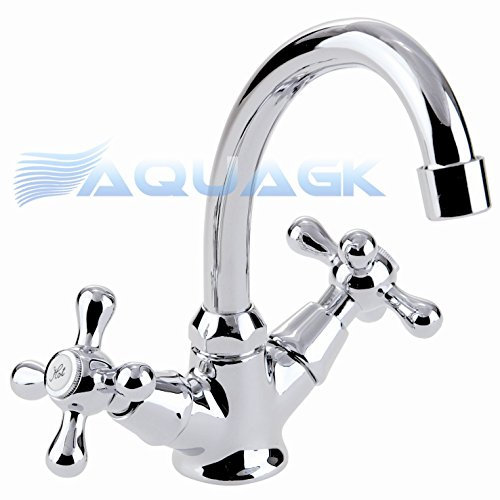 Zweigriff Retro Waschtisch Armatur Waschbecken Wasserhahn Nostalgie b203