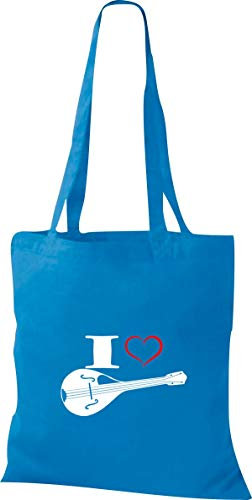 Shirtstown Pochette en tissu Musique I Love Mandoline - Bleu - bleu roi,