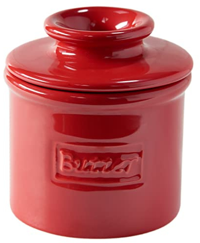 Butter Bell - Der originale Butter Bell Crock von L Tremain, eine französische Keramik-Butterdose für die Arbeitsplatte für streichbare Butter, Café-Retro-Kollektion, Maraschino-Rot, glänzende