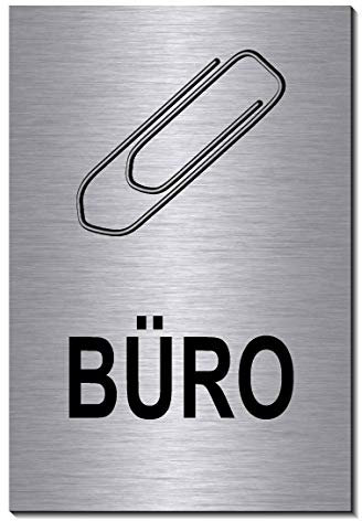 Büro-Symbol-Schild 150 x 100 x 3 mm-Aluminium Edelstahloptik silber mattgebürstet Hinweisschild (1905-39 mit Löcher)