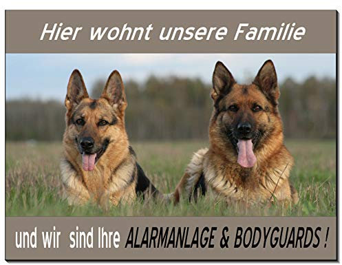 Schäferhunde-Hundeschild-Schild-3 Größen-Aluminium Verbund-Hund-Tierschild-Warnschild-Hinweisschild (1451-66 -30 x 20 cm mit Löcher)
