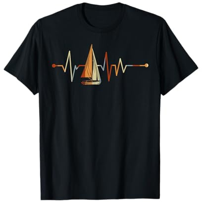 Hobby Segler Geschenk Segelboot Herzschlag Kapitän Segeln T-Shirt