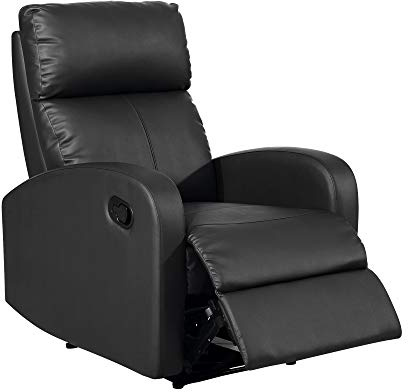 MOMMAHOME® Sillón Relax reclinable, TAVIRA - Sillón Reclinable Manual - Material Piel Sintetica PU/Metal Color Negro, Medidas: Ancho 71 x Profundo 93 x Alto 101 cm