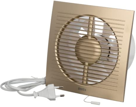 EUROPLAST Ø 125mm Aspiratore Bagno - Ventola Aspirazione Oro - Estrattore Aria - Ventilatore da Parete per Cucina, Garage, WC - Con Cavo