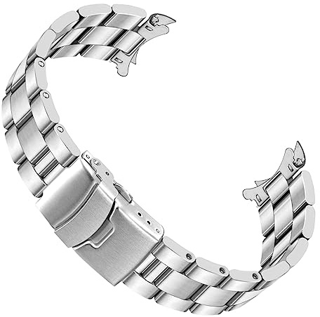 Juntan Klockarmband, 20 mm och 22 mm, böjda ändar, armband, avsmalnande armband, klockarmband i metall, ersättningsarmband för män och kvinnor, vikbart spänne i rostfritt stål, svart och silver,