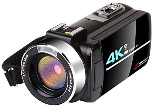 Videocamera 4K 48MP con Zoom Ottico 16x Videocamera Digitale Wifi con Microfono, Luce Video, Obiettivo Grandangolare, Visione Notturna a Infrarossi e Wifi, Fotocamera Perfetta per Eventi Familiari,A