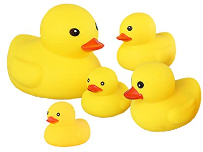 Bath Duck Toys 5 Pcs Rubber Duck Family Squeak Ducks Baby Shower Toy for Toddlers Boys Girls (Yellow Duck Family)