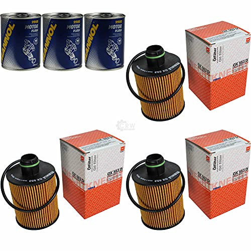 QR-Parts Set 85715059 9900 OX 553D 3x Original MAHLE/KNECHT Ölfilter + SCT Motor Flush Motorspülung