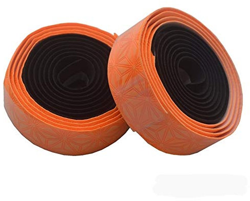 LIANYG Fahrradlenkerband 2,1 m PU Rennrad Lenkerband Leder Anti-Rutsch Fahrradgriffe Kork Lenker Klebeband Bar Plugs Mountain Belt Straps 552 (Farbe: Schwarz Orange)