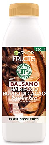 Garnier Fructis Hair Food Burro di Cacao Rigenerante, Balsamo per Capelli Secchi e Ricci, 97% di Ingredienti di Origine Naturale, Senza Siliconi, 350 ml