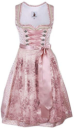TrendiMax Trachten Damen Dirndl Midi Dirndlkleid Tachtenkleid für Oktoberfest mit Spitzenschürze 34-48