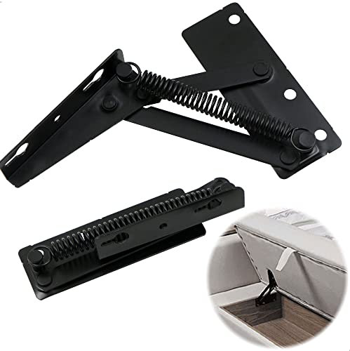 Ferrures Levage Ressort Raccord De CharnièRe - Support à Rabat CharnièRes D'Armoires Porte Pour Canapé Pliant, Lit Couvercle, Accessoires De Meubles, Rangement Meubles, Noir, 2 PièCes