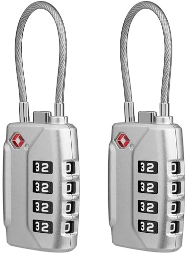 2PCS Serrure à Bagages TSA, Diyife Cadenas à Code 4 Chiffres, Cadenas Valise à Combinaison Cadenas à Bagages, pour Valises, Sacs de Sport, Sacs à Dos - Argent