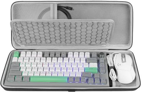 Housse de Transport Geekria pour Clavier et Souris 75%, Compatible avec Aula F75 Pro/S75 Pro, Keychron K2 V2/Q1 HE, ASUS ROG Azoth 75% et Redragon K673 Pro, 84 Touches
