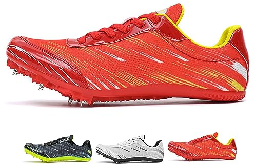 Uhclrr Spikes Leichtathletik Herren Running Spikes Nägel Unisex Athletics Schuhe, Nicht rutschfeste Jugendsportschuhe(33 EU, Orange)