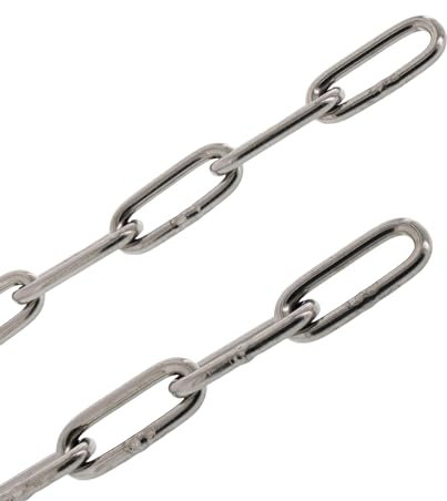 ToniTec Edelstahlkette 5mm langgliedrig Gliederkette 10m nach DIN 763 Kette aus Edelstahl mit 160kg Tragkraft