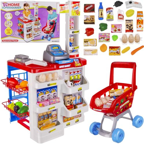 KRUZZEL Supermarkt für Kinder Spielzeug Kaufladen mit Zubehör Groß 22374