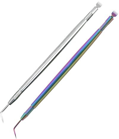 MYHOGOOD 2 Pcs Eyelash Lift Perm Tool, 2 in 1 Stainless Steel Lash Separator and Lash Lift Tool, Professional Lash Lift Rods Eyelash Separating Comb Tool for Eyelash Tinting Curling Extensions