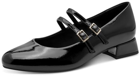 MARCO TOZZI Damen Mary Janes mit Riemen Kleiner Absatz, Schwarz (Black patent), 40 EU