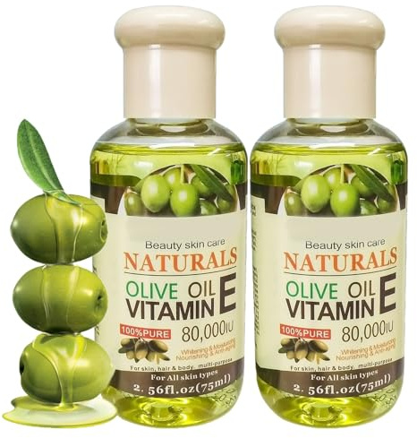 2PCS Olive Vitamin E Skin Oil,Anti Dry Body Oil,Firming Face Oil and Serum,Face & Body Skincare.Vitamin E Olive Bodu Oil,Natural Body Massage Oil,Hydrating Body Oil for Dry Skin,Relieve Dryness-75ML