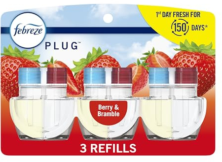 Febreze Odor-Fighting Fade Defy PLUG Air Freshener Berry & Bramble, .87 fl. oz. Oil Refill, 3 Count