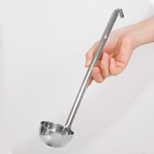 Louche en acier inoxydable avec long manche pour cuisine, soupes, sauces et ragoûts, passe au lave-vaisselle (150 ml)