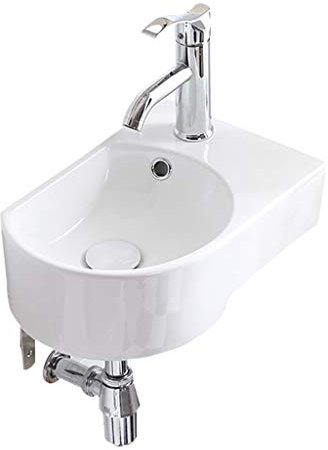 DLAZUM Waschtische und Waschtischunterschränke Badezimmerwaschbecken Wandwaschbecken Keramik-Eckwaschtisch Rechteckig Kleiner Café-Behälter Leicht zu reinigen Platzsparendes Geschenk (Weiß 41,5 x 2