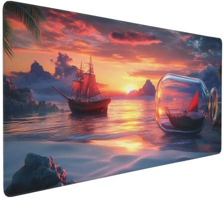 Large Mouse Pad 1200x600x4mm Sunset Gaming Mouse Mat Ocean XL Mousepad Anti-Fray Stitched Edges with Non-Slip Rubber Base,Ergonomic Mouse Pad Extended Desk Mat,for Home Office Accessories PC,Laptop