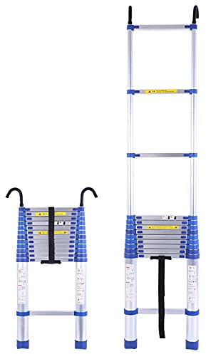 DLNTXFDG Scala telescopica in Alluminio con Gancio, 8 m/7 m/6 m/5 m/4 m/9,8 Piedi/2 m/1 m di Altezza, Scale telescopiche estensibili per lavori all'aperto sul Tetto della casa, soffitta, ca