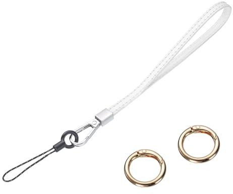 sourcing map Smooth Leather Wristlet Strap, Prevent Drop Wrist Lanyard Straps for Clutch Cellphone Keychain Wallet Purse (White)