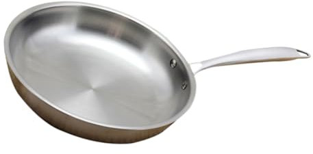 Cabilock 1pezzi Padelle Antiaderenti in Acciaio Inox Per Cucina Padella Professionale Manico Antiscottatura Adatta Fornelli Gas e Induzione Resistente e Pratica Per Cucinare Uova e Pancake