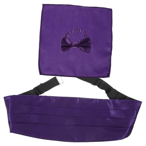 OATIPHO 1satz Cummerbund-set Mit Fliege Und Einstecktuch Satin Tiefviolett Für Hochzeiten Partys Und Anlässe Accessoire Für