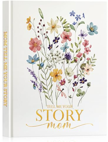 Lanpn Mom Life Story bokdagbok med 270+ instruktioner, inbunden läderhistoria, guidad dagbok, mamma minne minne minne släktklenod bok att fylla i, mors dag födelsedag julklapp till mamma